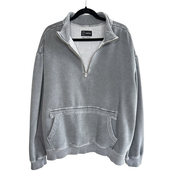 Original Use Other - Original Use Men's XXL 1/4 Zip Pullover Hoodie Sweatshirt Gray Acid Wash Casual